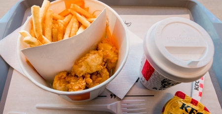 KFC standard lunch on the tableのeditorial素材