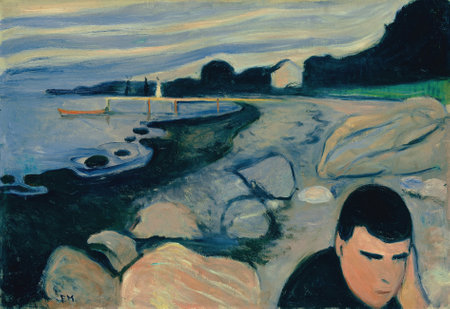 the Melancholy (the Evening) by Edvard Munch, 1891.the National Gallery in Oslo, Norwayのeditorial素材