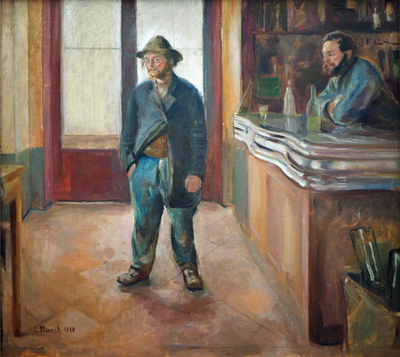 In the Bar by Edvard Munch 1890. StÃ¤dtische Galerie im StÃ¤delschen Kunstinstitut, Frankfurt am Main, Germanyのeditorial素材