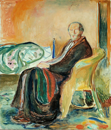 Self-Portrait with the Spanish Flu by Edvard Munch, 1919. the National Gallery in Norwayのeditorial素材