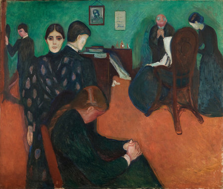 Death in the Sickroom (variant) by Edvard Munch, 1893. the Munch Museum in Oslo, Norwayのeditorial素材