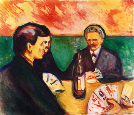 digitally altered The Card Players  by Edvard Munch 1905. the Munch Museum in Oslo, Norwayのeditorial素材
