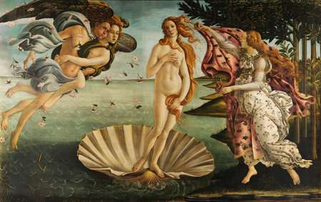 the Birth of Venus by Sandro Botticelli 1486. the Uffizi Gallery in Florence, Italyのeditorial素材