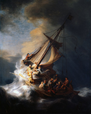 Jesus at Storm on the Galilee Sea by Rembrandt Van Rijn 1633. the Isabella Stewart Gardner Museum in Boston, USA. (theft -1990)のeditorial素材