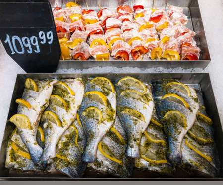 the raw fish cebabs and spiced fishの写真素材