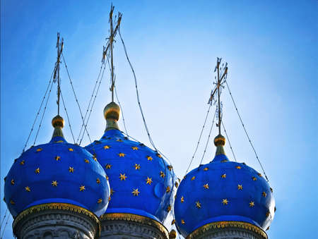 Cupolas of a Kazan Icon Of The Mother Of God cathedral in Kolomensky, Moscow, Russiaのイラスト素材