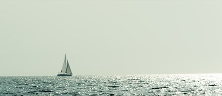 classic seascape with sail yacht