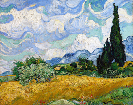 Wheat Field With Cypress by Vincent Van Gogh 1889. Metropolitan Museum Of Art in New York, USAのeditorial素材