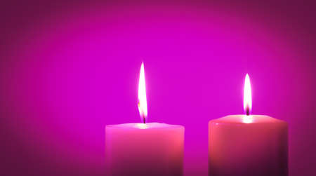 still-life with two burning candlesの写真素材