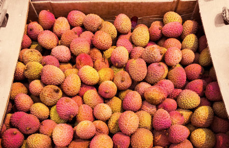 the litchi fruits at market