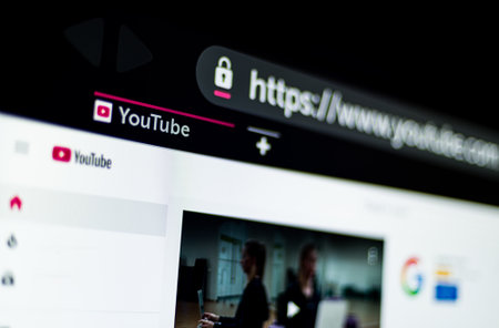 screen with the YouTube secure page into web-browserのeditorial素材