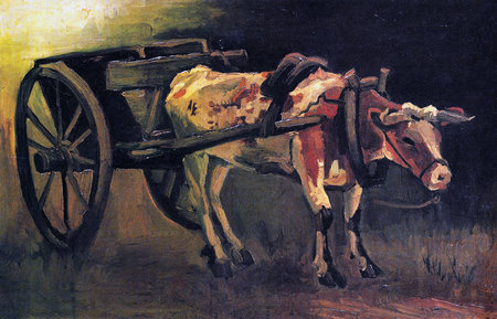 Cart With Red White Ox by Vincent Van Gogh 1884. Kroller-Muller Museum in Otterlo, Netherlandsのeditorial素材
