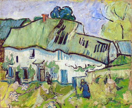Farmhouse With Two Figures by Vincent Van Gogh, 1890. Van Gogh Museum in Amsterdam, Netherlandsのeditorial素材