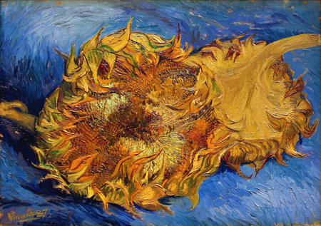 the Two Cut Sunflowers by Vincent Van Gogh 1887, Metropolitan Museum Of Art in New York, USAのeditorial素材