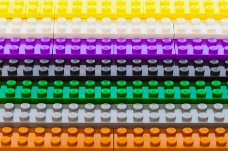 2021: Lego constructor colorful blocks, closeupのeditorial素材