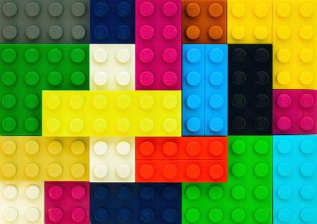 2021: Lego constructor colorful blocks, closeup abstractionのeditorial素材