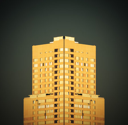 apartment tower, sunset (the forms, details and color here is overaltered)