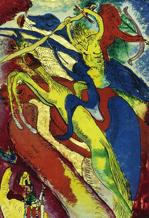 the Apocalyptic Horseman by Wassily Kandinsky 1911. Lenbachhaus Art Museum in Munich, Germanyのeditorial素材