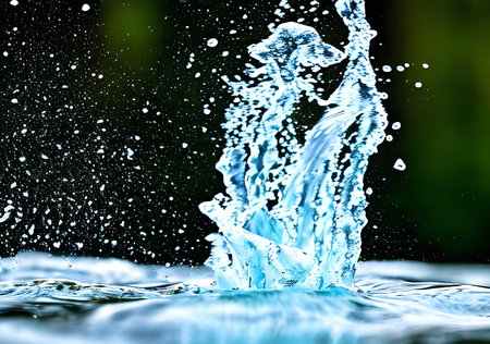 splashing cold fresh water. Ai generated, PS alteredの素材