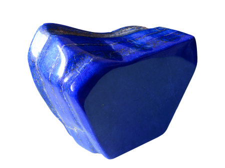 decorative polished blue mineral gem stone Lapis Lazuli (lazurite) isolatedの写真素材
