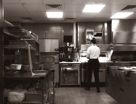 kitchen of the fastfood restaurantの写真素材