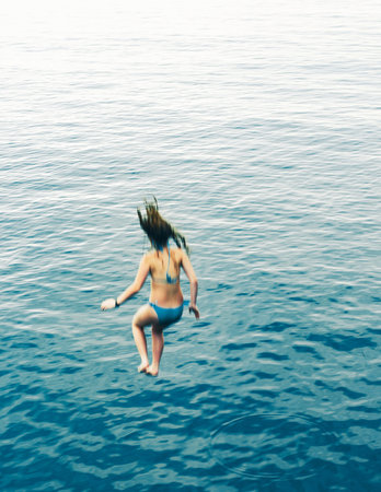 girl have extremal high water jumpingの写真素材
