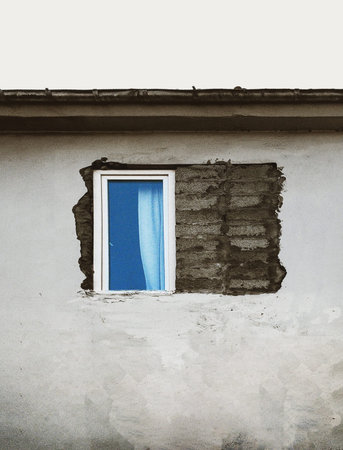 new single window in old houseの写真素材