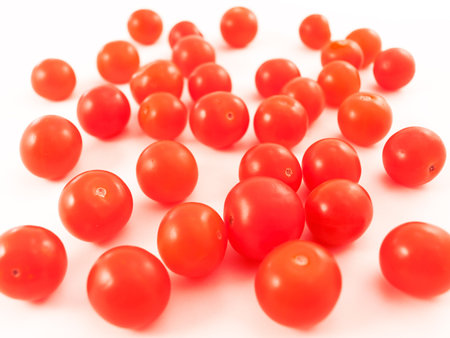 the cherry tomatoes, conceptual crowd on whiteの写真素材