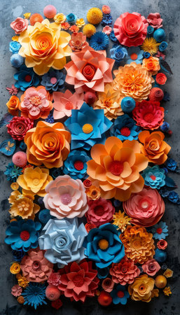 Create a breathtaking display with this diverse collection of paper flowers. Each bloom is meticulously handcrafted to bring beauty and sophistication to your projects.@240804_の素材