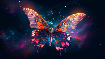 Abstract Butterfly Nebula, Cosmic Flutter. Generative AI.の素材