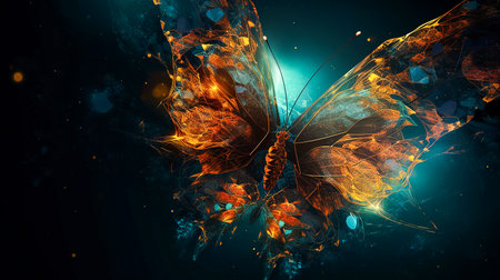 Abstract Butterfly Nebula, Celestial Wings. Generative AI.の素材
