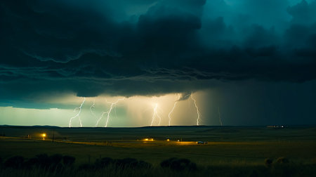 Nature's Fury, A Countryside Stormscape. Generative AI.の素材