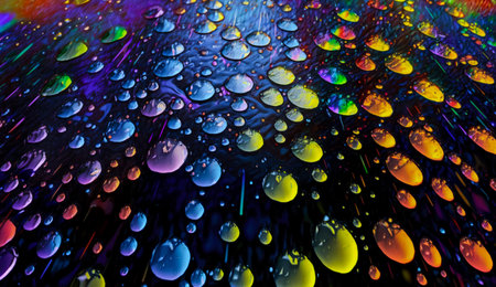 Liquid Gems, Exploring Abstract Raindrops in Macro. Generative AI.の素材
