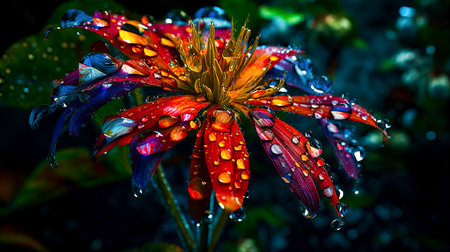 Droplets of Beauty in Colorful Petals. Generative AI.の素材