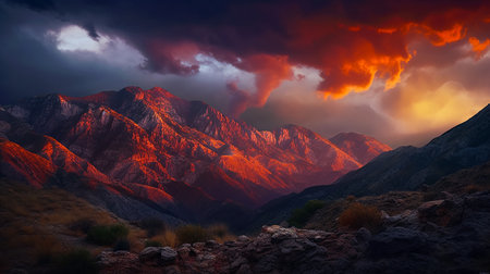Fires of the Mountain - A Bold and Beautiful Landscape. Generative AI.の素材