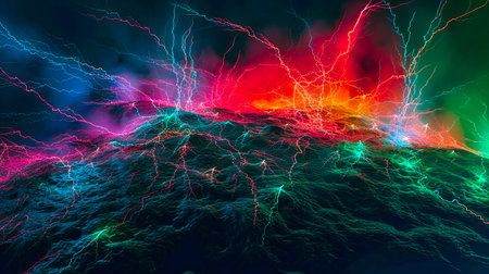 Abstract lightning during thunderstorm v1. Generative AI.の素材
