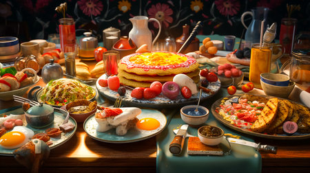 Full English Breakfast Feast v4. Generative AI.の素材
