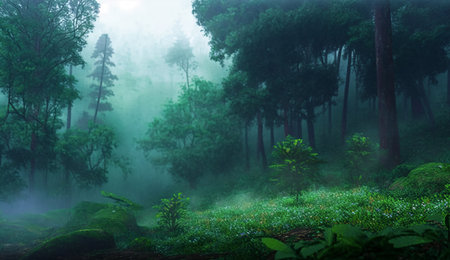 Green Forest During Monsoon, Generative AI.の素材