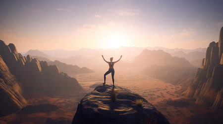 Serenity on the Edge Yoga on the Pristine Cliff. Generative AIの素材