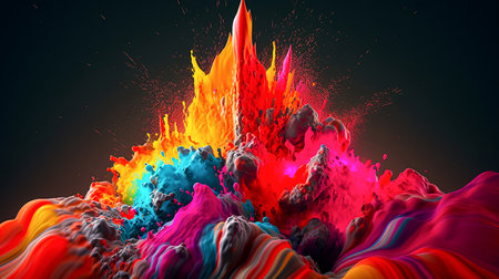 A Fiery Abstract, Volcano Eruption Illustration. Generative AI.の素材