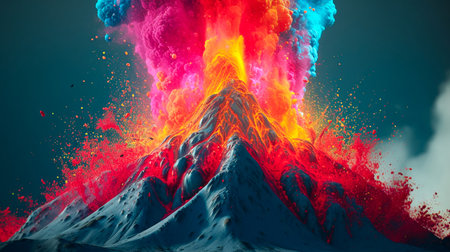 Surrealistic Depiction of Volcano Eruption. Generative AI.の素材