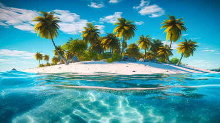 Ocean Dreams, A Tropical Island Fantasy. Generative AI.の素材