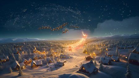 Jolly Santa's Christmas Journey. Generative AI.の素材