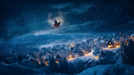 Santa in Disguise Patrolling Before Christmas. Generative AI.の素材