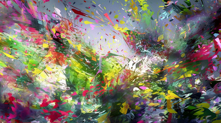 An abstract and Vibrant Art Piece of Springtime Weather Patterns. Generative AI.の素材