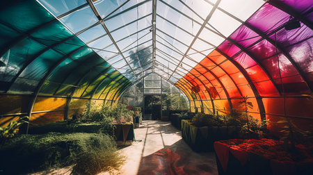 Garden Escape, Finding Serenity in a Steel and Glass Greenhouse. Generative AI.の素材