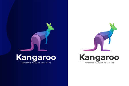 Modern Abstract and Colorful Kangaroo logo design and vector illustrationのイラスト素材