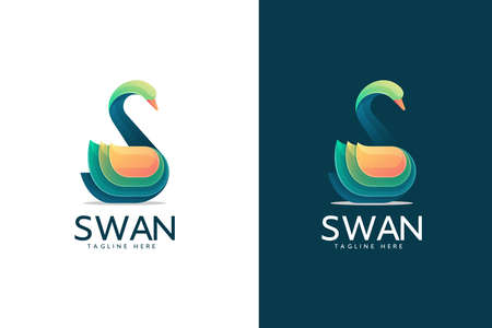 Modern Abstract Colorful Swan logo design and vector illustrationのイラスト素材