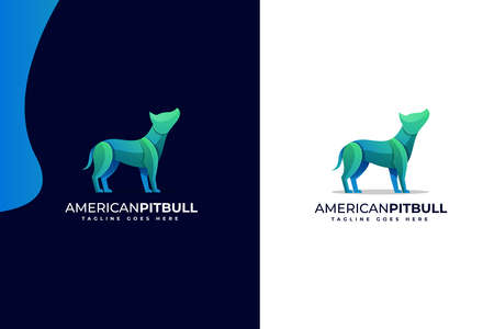 Modern Abstract Colorful Pitbull Dog logo design and vector illustrationのイラスト素材