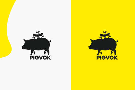 Modern Pig BBQ logo design and vector illustrationのイラスト素材